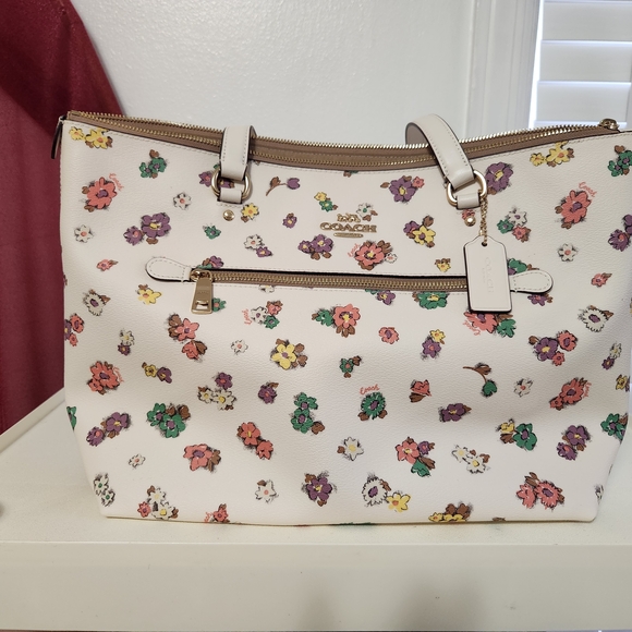 Coach Handbags - Coach Floral Print White Tote Bag